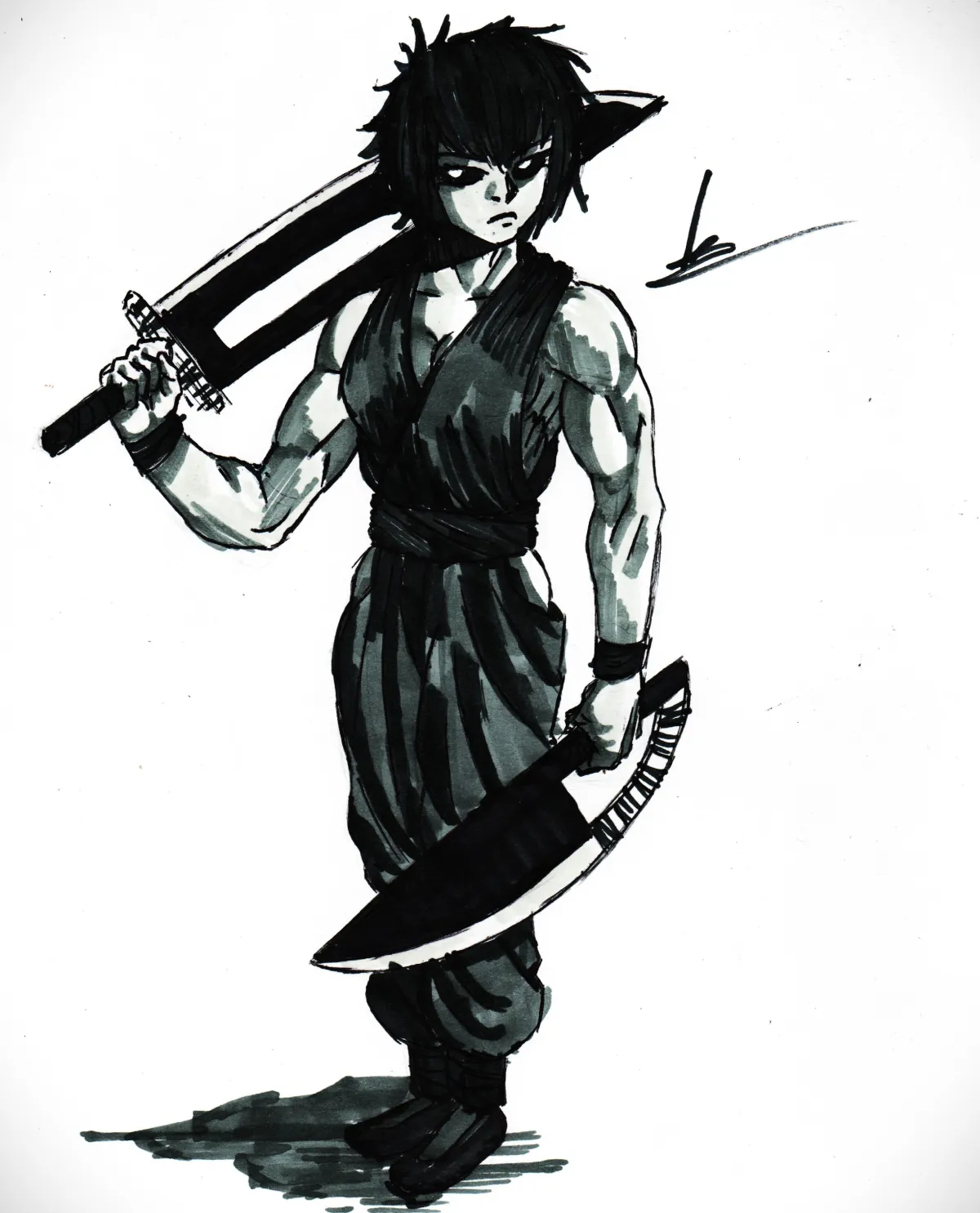 .Ilustração de rosto e corpo.