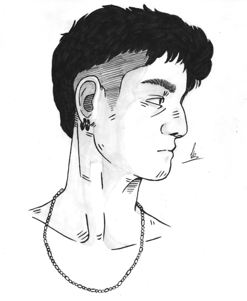 .Ilustração de rosto e corpo.