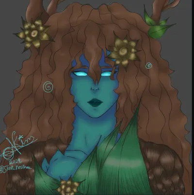 Desenho do rosto ao ombro, e design de roupas 